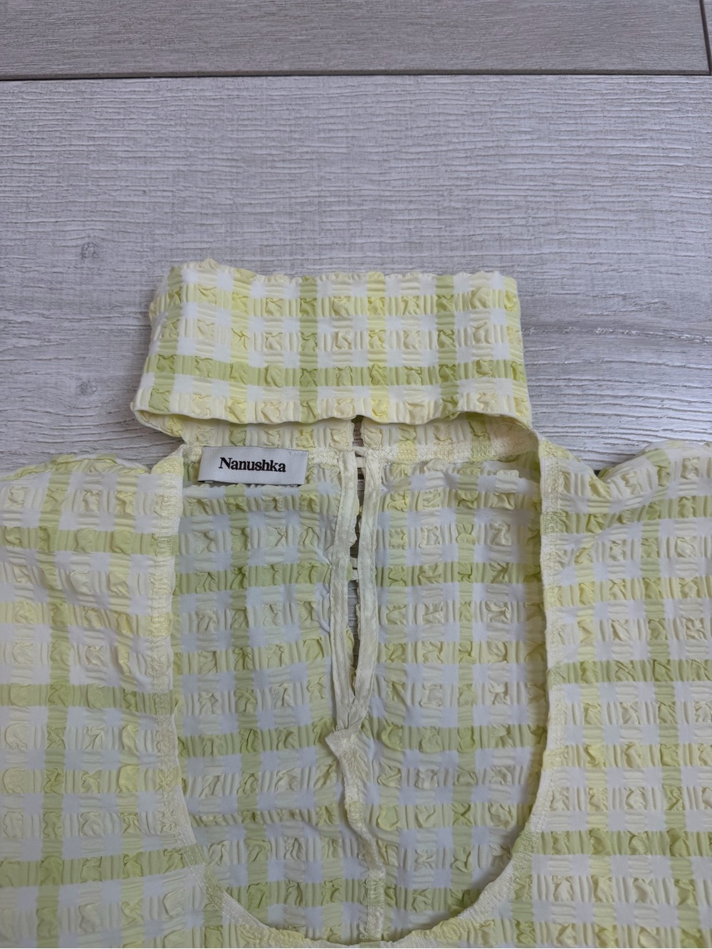 Nanushka Textured Checkerboard Mock Neck Top Size Small - Picture 3 of 7